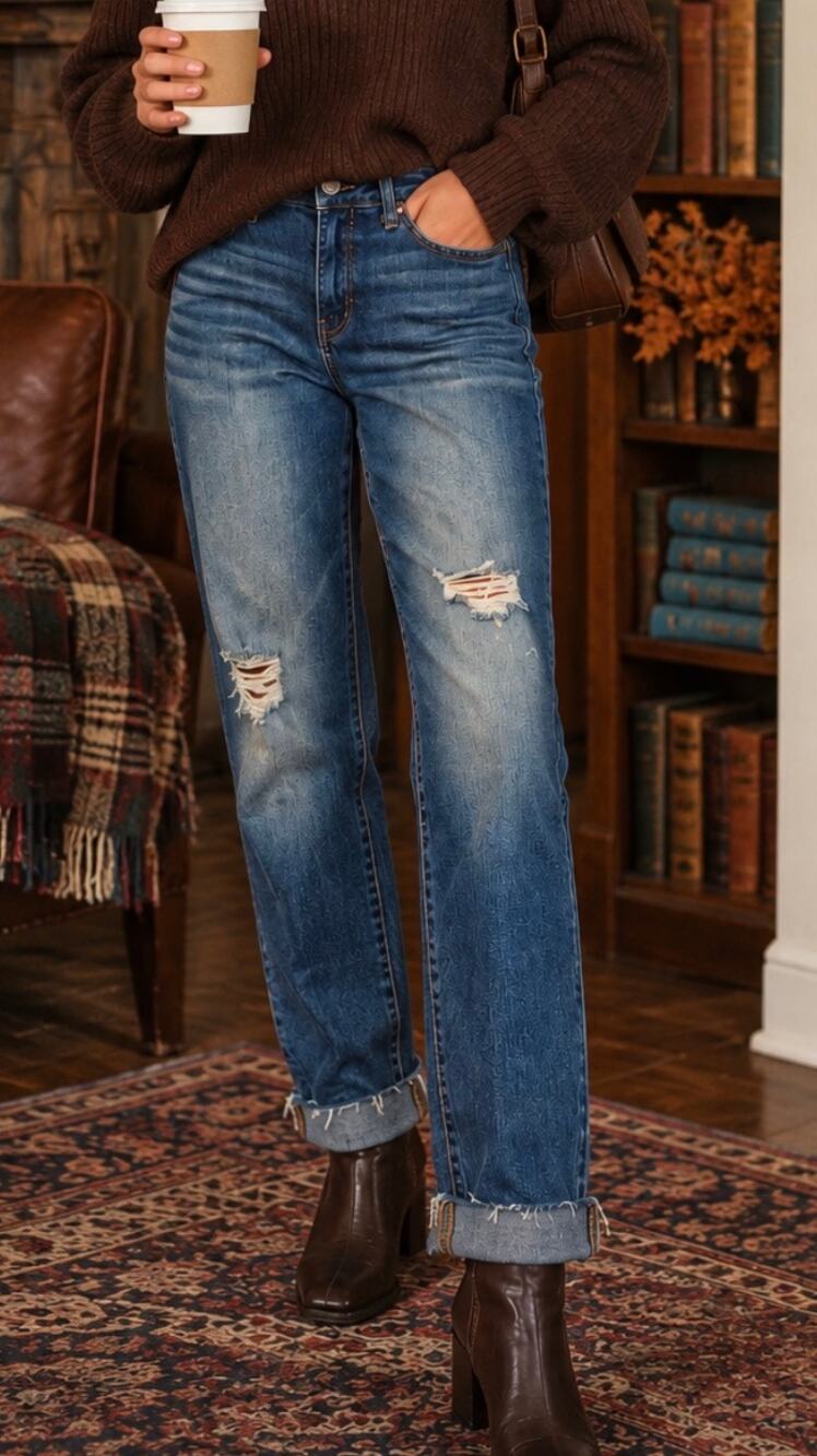 Copper flash Murray stright leg distressed high rise stretch size 8